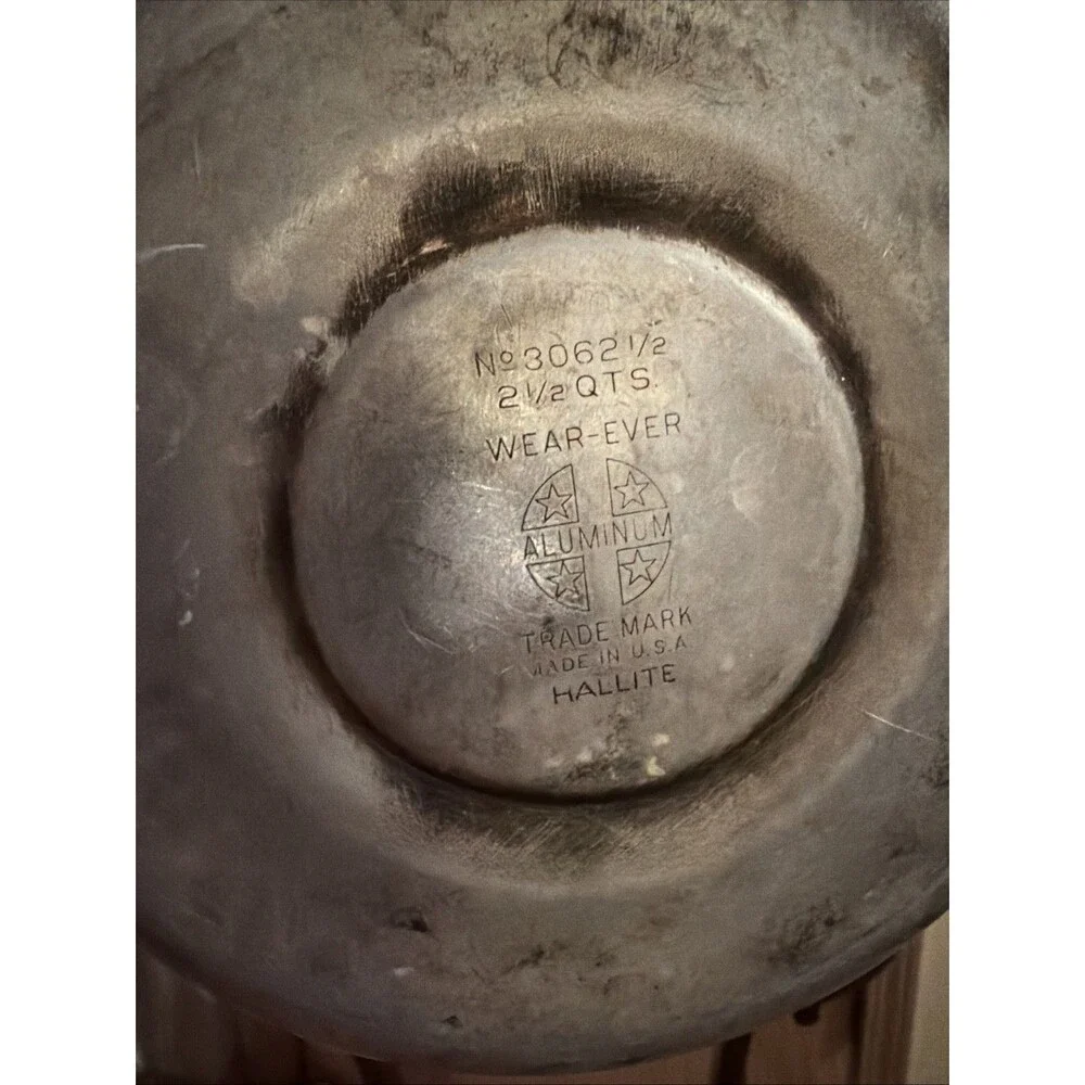 Vintage MCM Wear-Ever Tea Pot Kettle # 3062 1/2 Aluminum Copper Lid Hallite USA!